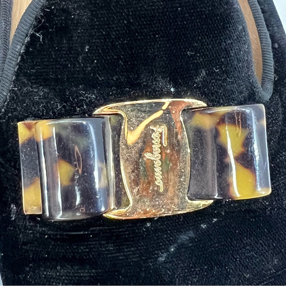 Salvatore Ferragamo Black Velvet Bow Detail Smoking Slippers - Picture 10 of 11